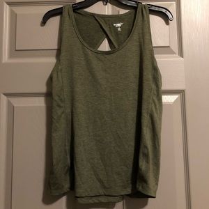 Green workout top with open back